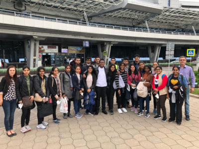 1st Sri Lankan batch of students in 2020 September at Minsk National Airport with IMC representatives